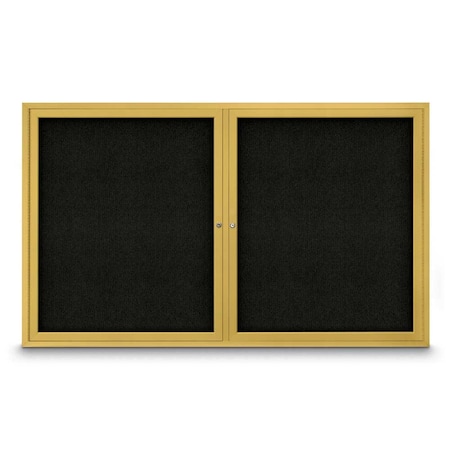United Visual Products Sliding Door Indoor Enclosed Corkboard, 9 UV9029ACS-BRONZE-COBACC